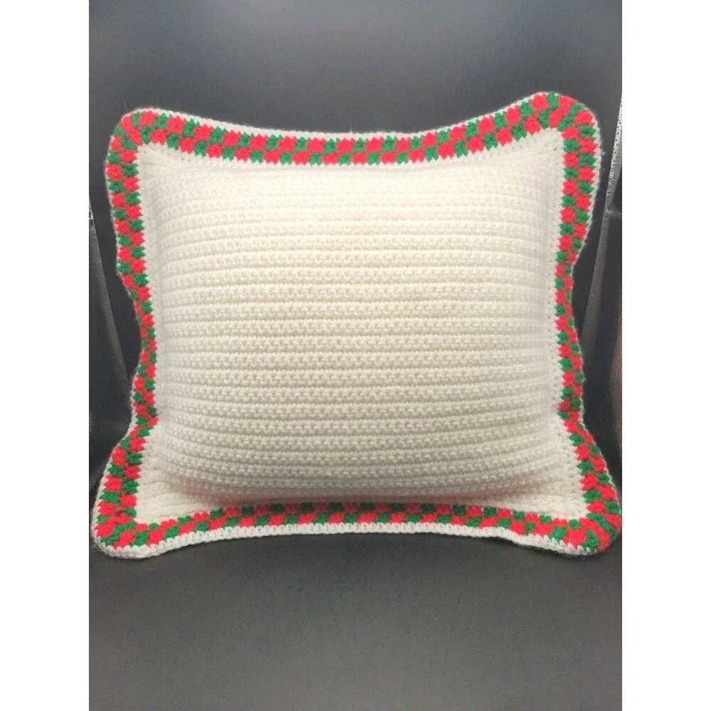 Vintage Handmade Crocheted Rooster Pillow 17